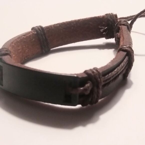 Men's leather bracelet layered brown New c9 - Picture 1 of 1